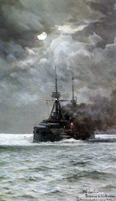 Warship by the Moonlight by Edoardo De Martino